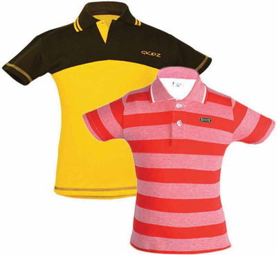 

Gkidz Boys Solid Cotton T Shirt(Multicolor, Pack of 2, Red