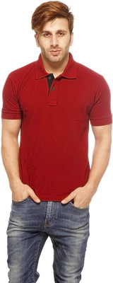 

Gritstones Solid Men's Polo Neck Maroon T-Shirt