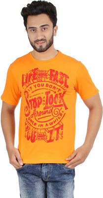 

Checkers Bay Printed Men's Round Neck Orange T-Shirt