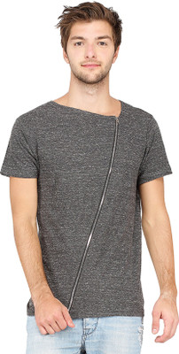 

Campus Sutra Solid Men Fashion Neck Grey T-Shirt, Charcoal