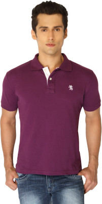 

The Cotton Company Solid Men' Polo Neck Purple T-Shirt, Tyrian purple