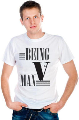 

6th Cross Graphic Print Men's Round Neck White T-Shirt