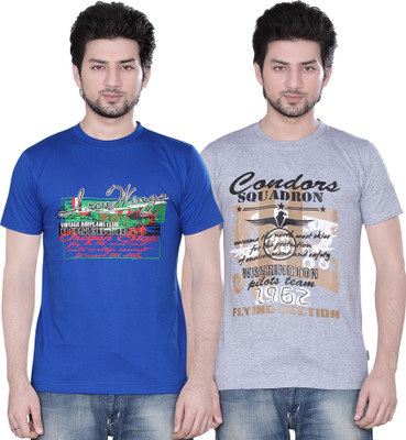 

Zebu Printed Men's Round Neck Multicolor T-Shirt(Pack of 2