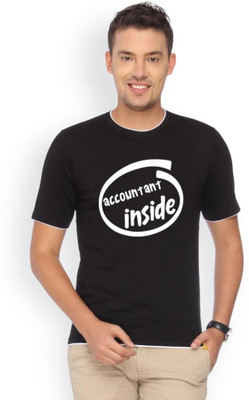 

Campus Sutra Printed Men Round Neck Black T-Shirt