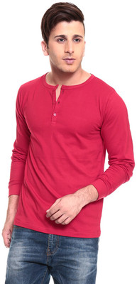 

Izinc Solid Men' Henley Red T-Shirt