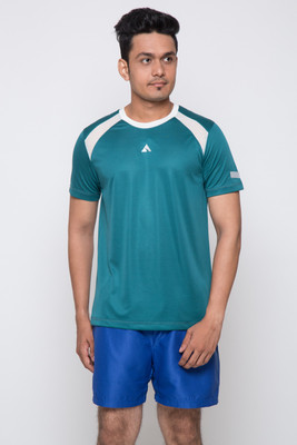 

Acetone Solid Men's Round Neck Green, Silver T-Shirt, Jade;silver