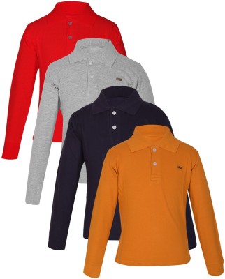 Gkidz Boys Solid Cotton Blend T Shirt(Multicolor, Pack of 4) at flipkart