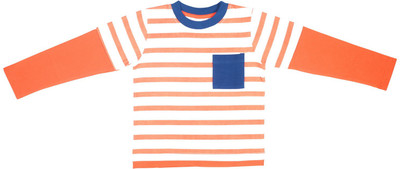 

Hunny Bunny Boys Striped T Shirt(Orange, Pack of 1
