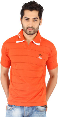 

Awack Striped Men's Polo Neck Orange T-Shirt