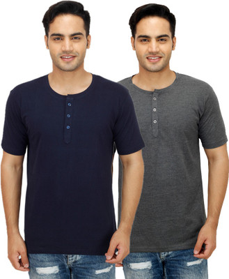 

Sanvi Traders Solid Men Henley Multicolor T-Shirt(Pack of 2