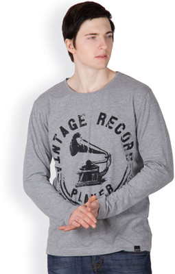 

Rigo Printed Men's Round Neck Grey T-Shirt