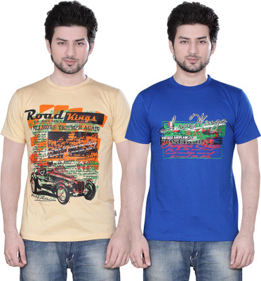 

Zebu Printed Men's Round Neck Multicolor T-Shirt(Pack of 2)