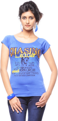 

Trendy Girlz Graphic Print Women's Round Neck Blue T-Shirt, Amparo blue