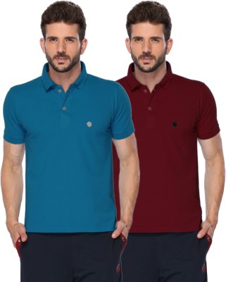 ONN Solid Men Polo Neck Blue, Maroon T-Shirt