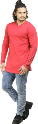 

Oviyon Solid Men's V-neck Red T-Shirt, Raspberry wine