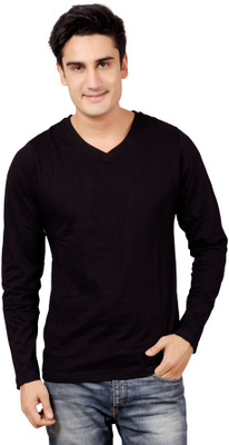 

Stephen Armor Solid Men's V-neck Black T-Shirt