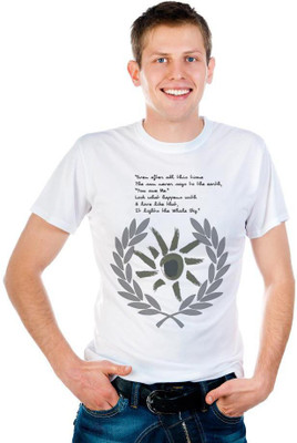 

6th Cross Graphic Print Men's Round Neck White T-Shirt