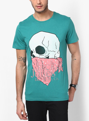 

Jack & Jones Graphic Print Men's Round Neck Green T-Shirt, Bayou