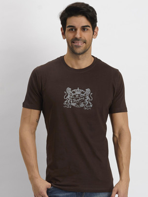 

Fritzberg Printed Men's Round Neck Brown T-Shirt