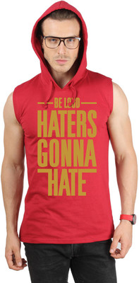 

SayItLoud Graphic Print Men's Hooded Maroon T-Shirt