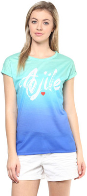

Ajile by Pantaloons Graphic Print Women's Round Neck Blue T-Shirt, Cobalt blue
