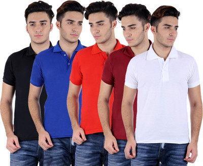 

Sanvi Traders Solid Men Polo Neck Multicolor T-Shirt(Pack of 5
