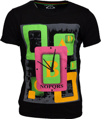 

Crux & Hunter Boys Printed T Shirt(Black, Pack of 1