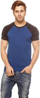 

Gritstones Solid Men' Round Neck Blue T-Shirt