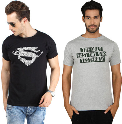 

SayItLoud Printed Men's Round Neck Multicolor T-Shirt(Pack of 2