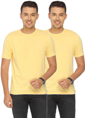 

Campus Sutra Solid Men Round Neck Yellow T-Shirt(Pack of 2