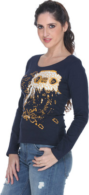 

Fast n Fashion Graphic Print Women's Boat Neck Blue T-Shirt