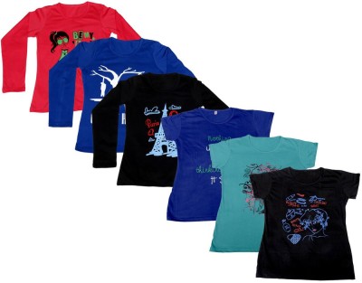 Indistar Printed Women Round Neck Red, Blue, Black T-Shirt