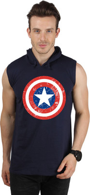 

SayItLoud Printed Men' Hooded Blue T-Shirt, Navy