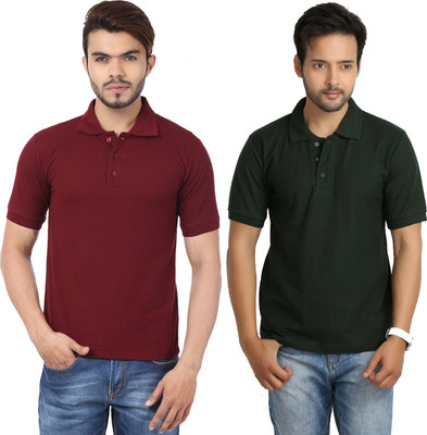 

Weardo Solid Men's Polo Neck Dark Green, Maroon T-Shirt(Pack of 2, Bottle green;maroon