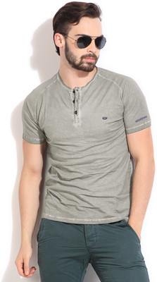 

Breakbounce Solid Men's Henley Grey T-Shirt, Silver grey