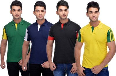 

Lannister Striped Men's Polo Neck Green T-Shirt(Pack of 4), Blue