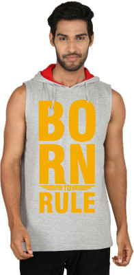 

SayItLoud Printed Men's Hooded Grey T-Shirt