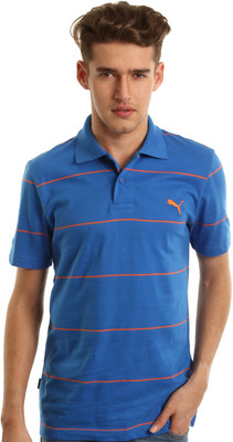 

Puma Striped Men's Polo Neck Blue T-Shirt, Victoria blue