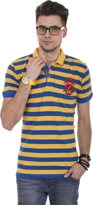 

Okane Striped Men's Polo Neck Yellow T-Shirt