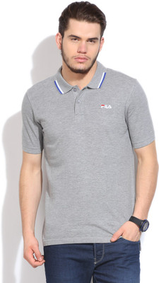 

Fila Solid Men's Polo Neck Grey T-Shirt, Mid gry mel