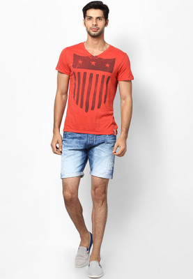 

Jack & Jones Graphic Print Men's V-neck Orange T-Shirt, Baked apple