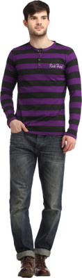 

Rockhard Striped Men's V-neck Multicolor T-Shirt