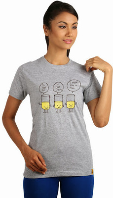 

Campus Sutra Printed Women' Round Neck Grey T-Shirt