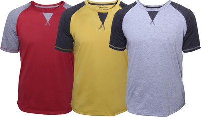 

Poshuis Solid Men's Round Neck Red, Grey, Yellow T-Shirt(Pack of 3, Grey;red;yellow