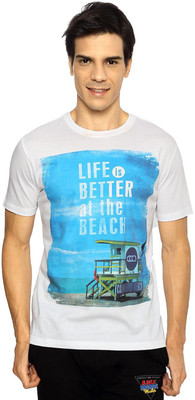 

Ajile by Pantaloons Printed Men's Round Neck White T-Shirt