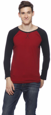

Gritstones Solid Men's Round Neck Maroon T-Shirt