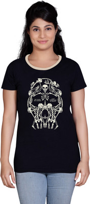 

Tantra Printed Women's Round Neck Black T-Shirt