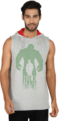 

SayItLoud Printed Men' Hooded Grey T-Shirt