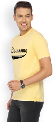 

Campus Sutra Printed Men Round Neck Yellow T-Shirt