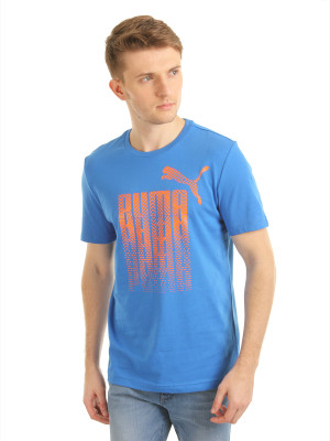 

Puma Graphic Print Men' Round Neck Blue T-Shirt, Victoria blue